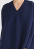 Paisie V-Neck Ribbed Jumper in Navy Close Up