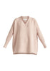 Paisie V-Neck Ribbed Jumper In Blush Cut Out