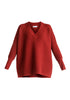 Paisie V-Neck Ribbed Jumper in Red Cutout
