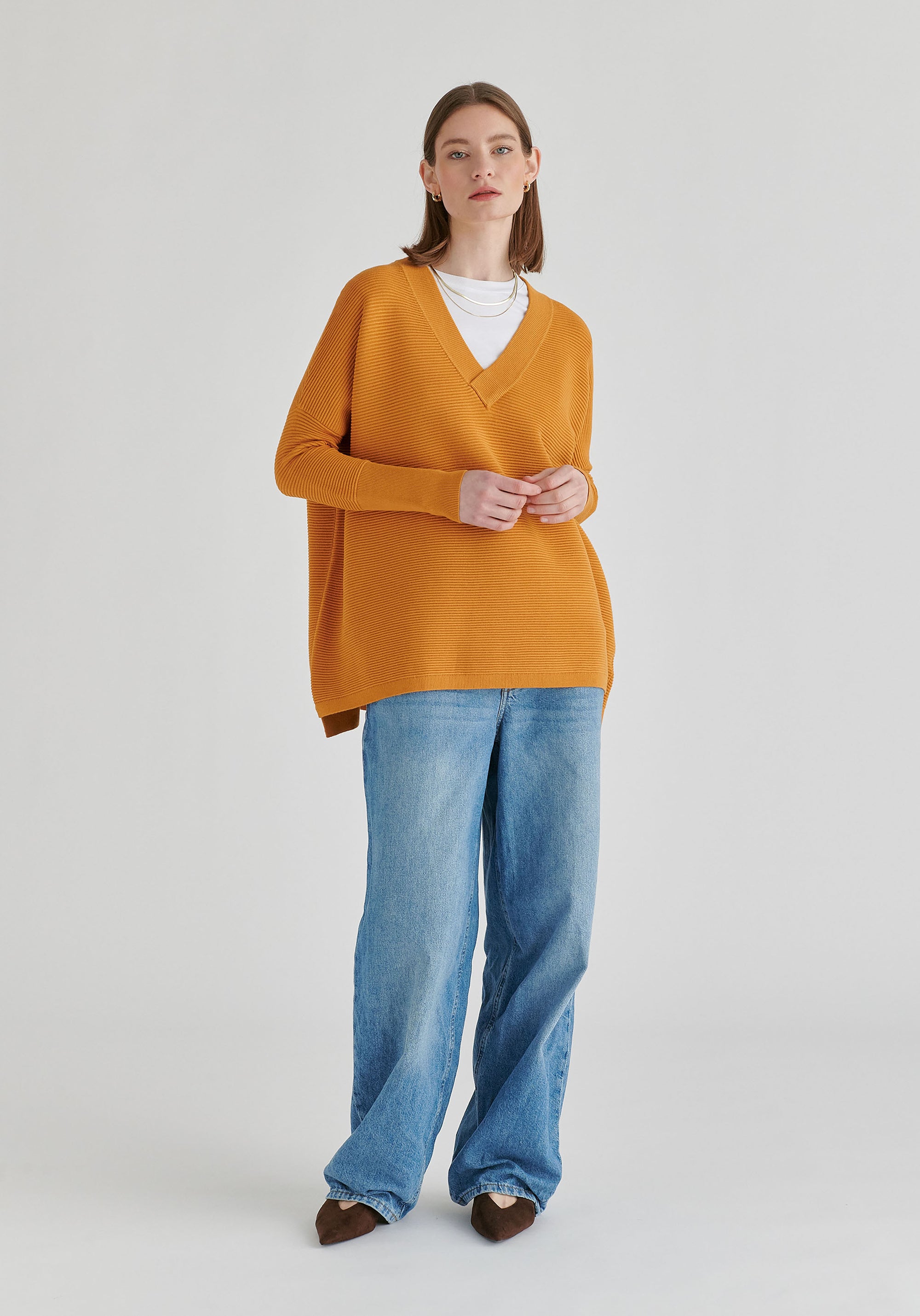 Paisie V-Neck Ribbed Jumper
