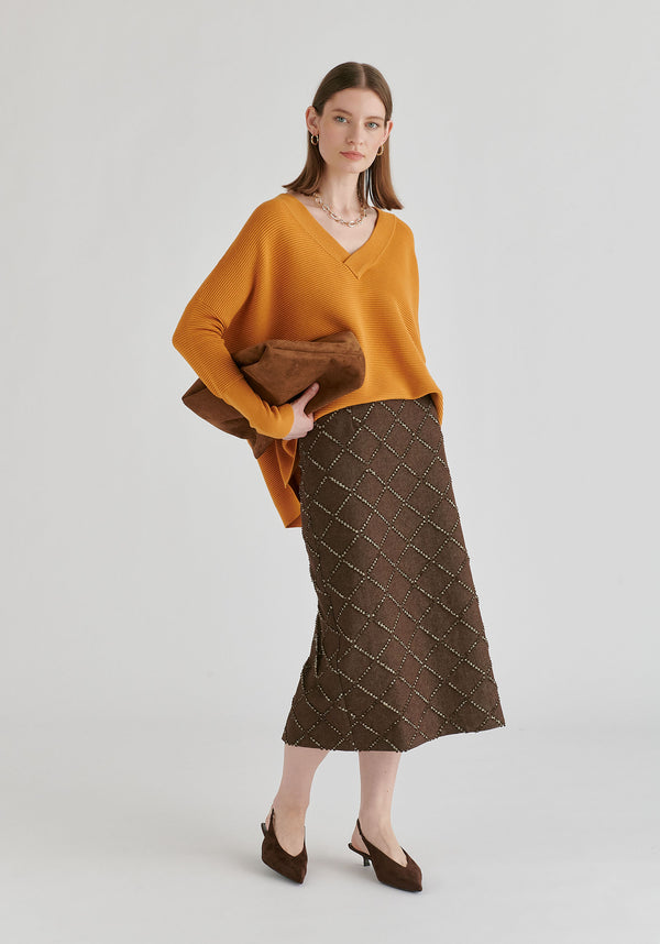 Paisie V-Neck Ribbed Jumper