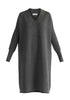 Paisie V-Neck Ribbed Jumper Dress in Dark Grey Cut Out