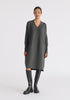 Paisie V-Neck Ribbed Jumper Dress in Dark Grey