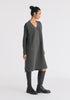 Paisie V-Neck Ribbed Jumper Dress in Dark Grey Side