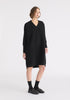 Paisie V-Neck Ribbed Jumper Dress in Black