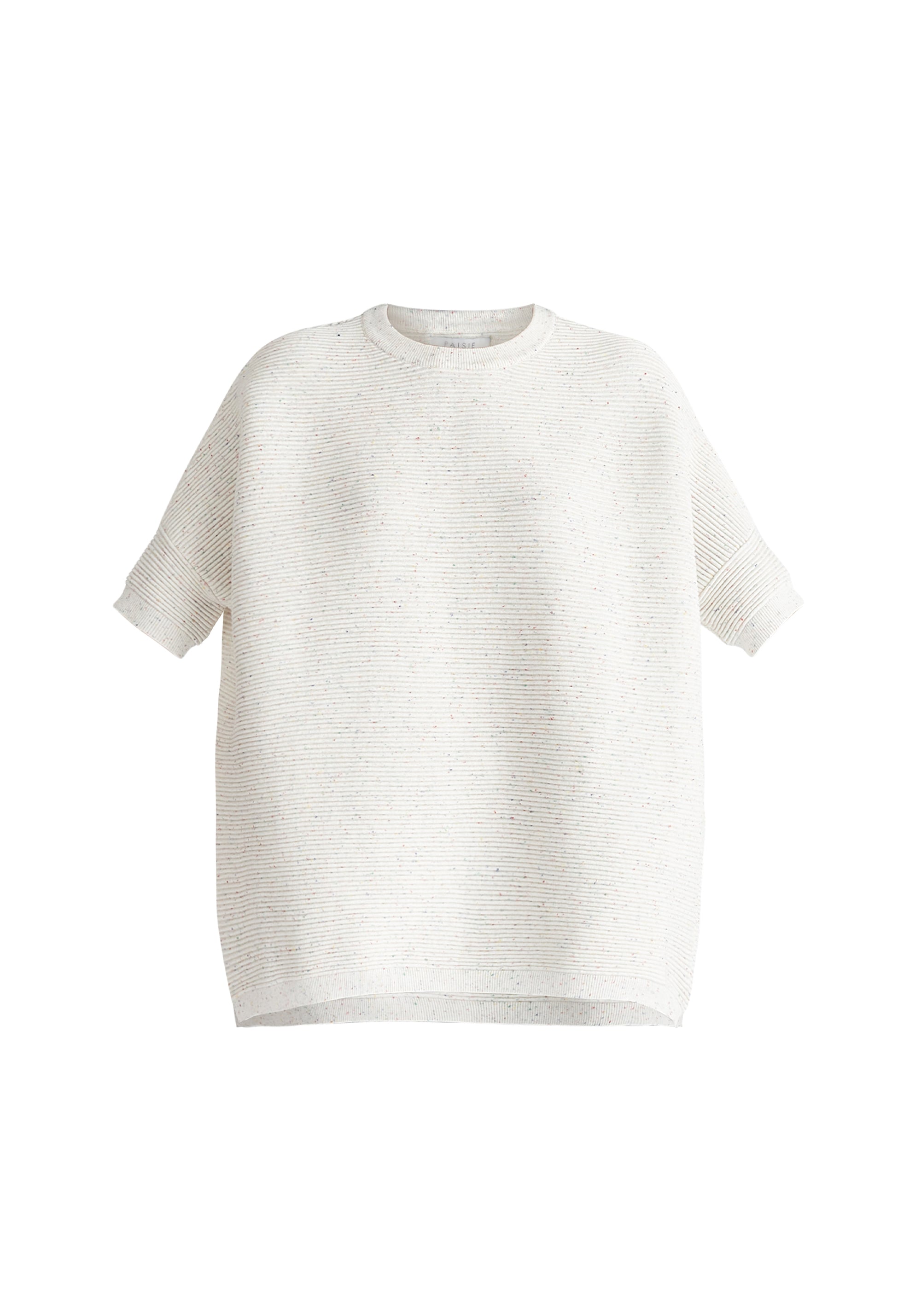 Paisie Short Sleeve Ribbed Jumper In White and Multicolour Speckles
