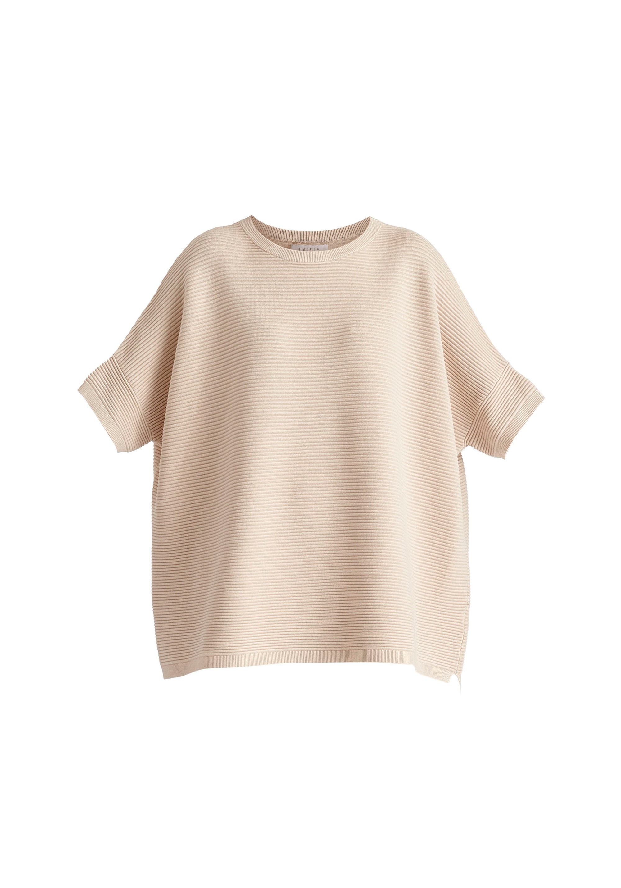 Paisie Short Sleeve Ribbed Jumper In Beige Cutout