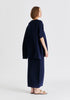 Paisie Short Sleeve Ribbed Jumper In Navy Back