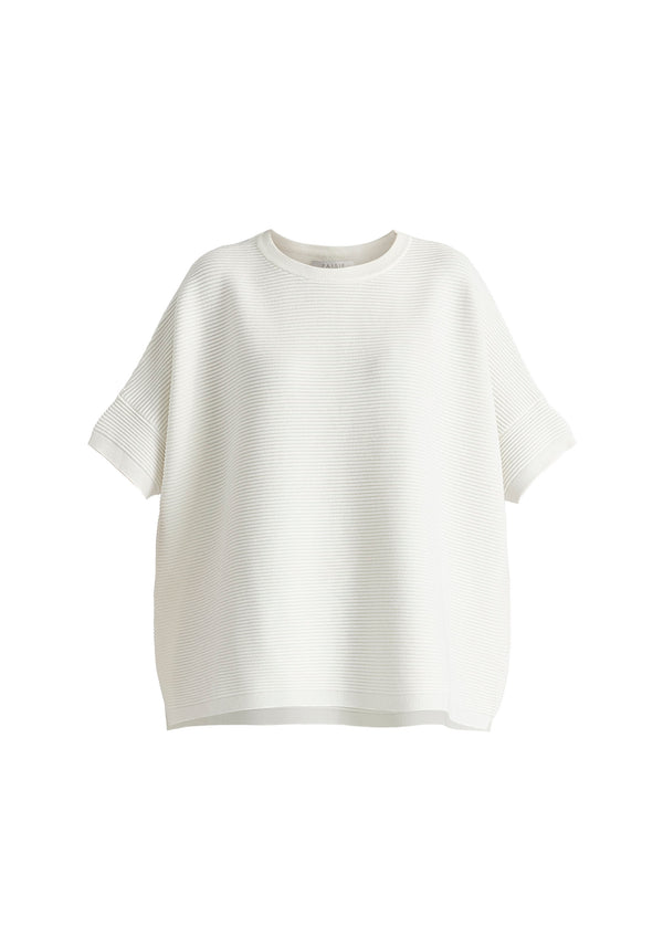 Paisie Short Sleeve Ribbed Jumper In White Cutout