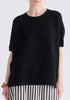 Paisie Short Sleeve Ribbed Jumper in Black Closeup