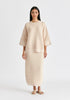 Mock Neck Cropped Sleeve Ribbed Jumper In Beige Front