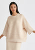 Mock Neck Cropped Sleeve Ribbed Jumper In Beige