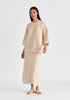 Mock Neck Cropped Sleeve Ribbed Jumper In Beige Side