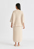 Mock Neck Cropped Sleeve Ribbed Jumper In Beige Back