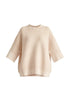 Mock Neck Cropped Sleeve Ribbed Jumper In Beige Cutout
