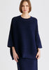 Mock Neck Cropped Sleeve Ribbed Jumper