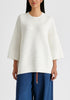 Mock Neck Cropped Sleeve Ribbed Jumper