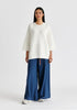 Mock Neck Cropped Sleeve Ribbed Jumper