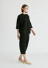 Mock Neck Cropped Sleeve Ribbed Jumper in Black Side