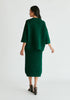 Mock Neck Cropped Sleeve Ribbed Jumper in Dark Green Back