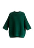 Mock Neck Cropped Sleeve Ribbed Jumper in Dark Green