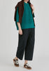 Mock Neck Cropped Sleeve Ribbed Jumper