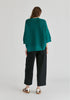 Mock Neck Cropped Sleeve Ribbed Jumper in Ocean Blue Back