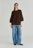 Mock Neck Cropped Sleeve Ribbed Jumper