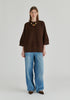 Mock Neck Cropped Sleeve Ribbed Jumper