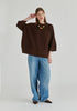 Mock Neck Cropped Sleeve Ribbed Jumper