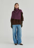 Mock Neck Cropped Sleeve Ribbed Jumper