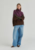 Mock Neck Cropped Sleeve Ribbed Jumper