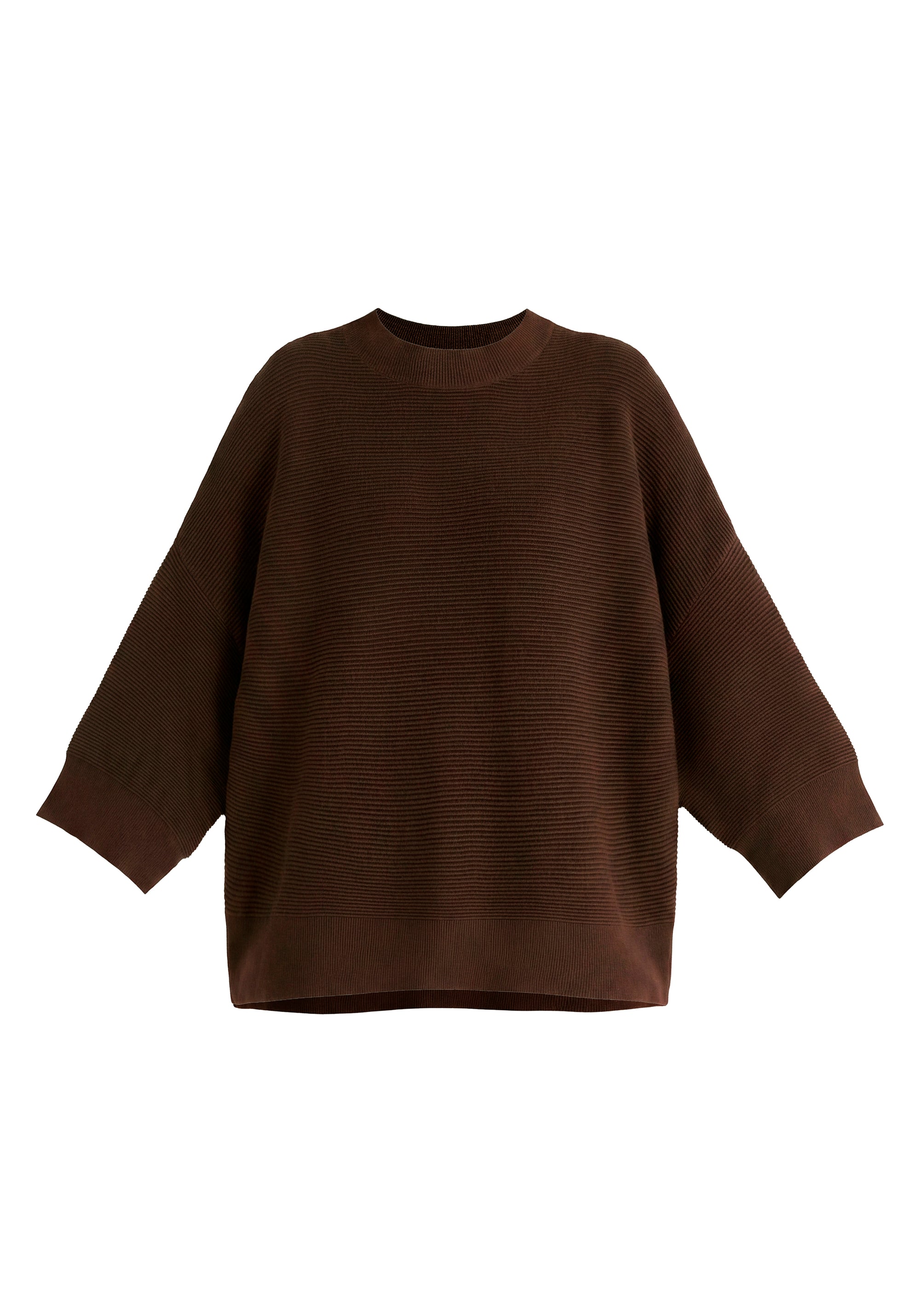 Mock Neck Cropped Sleeve Ribbed Jumper