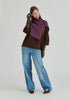 Mock Neck Cropped Sleeve Ribbed Jumper