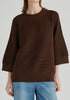 Mock Neck Cropped Sleeve Ribbed Jumper