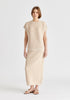 Mock Neck Sleeveless Ribbed Jumper In Beige