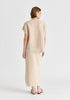 Mock Neck Sleeveless Ribbed Jumper In Beige Back