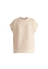 Mock Neck Sleeveless Ribbed Jumper In Beige Cutout
