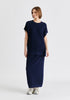 Mock Neck Sleeveless Ribbed Jumper In Navy Front