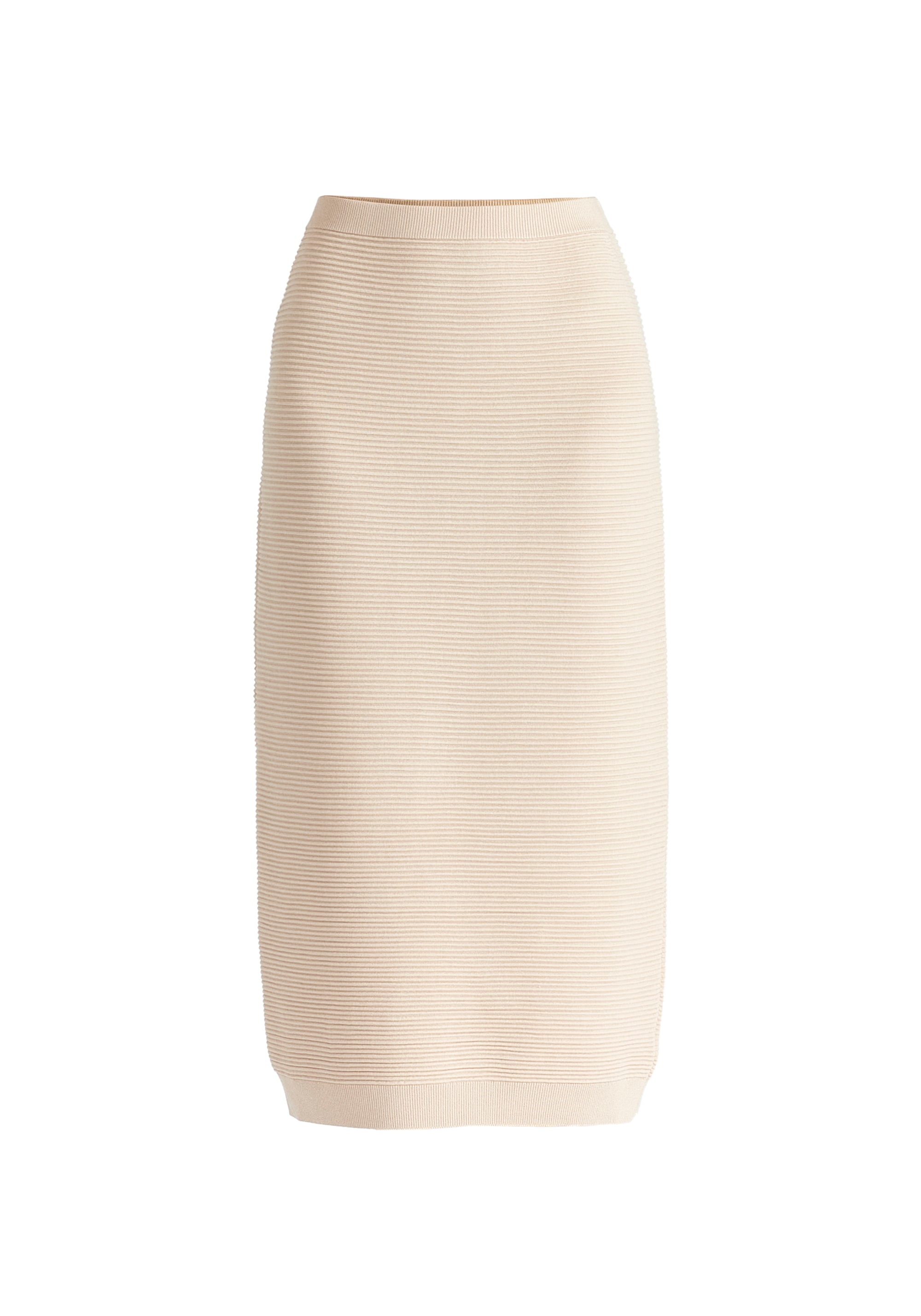 Ribbed Midi Skirt In Beige Cutout