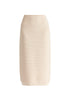 Ribbed Midi Skirt In Beige Cutout