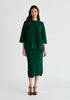 Ribbed Midi Skirt in Dark Green Front