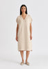 V-Neck Sleeveless Ribbed Jumper Dress In Beige