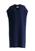 V-Neck Sleeveless Ribbed Jumper Dress In Navy Cutout