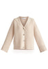 Sailor Collar Ribbed Cardigan In Beige Cutout
