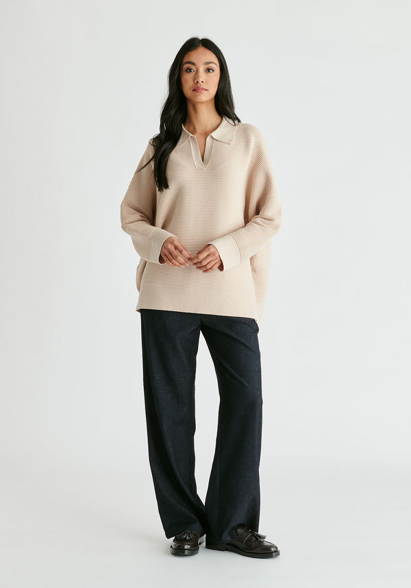 Polo Collar Ribbed Jumper