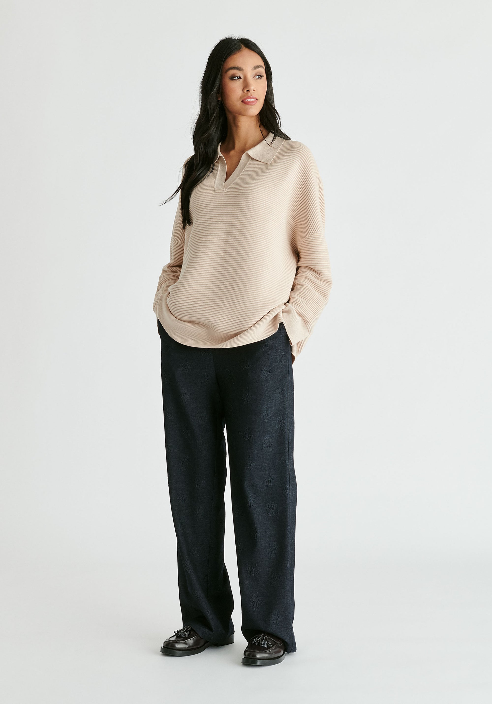 Polo Collar Ribbed Jumper