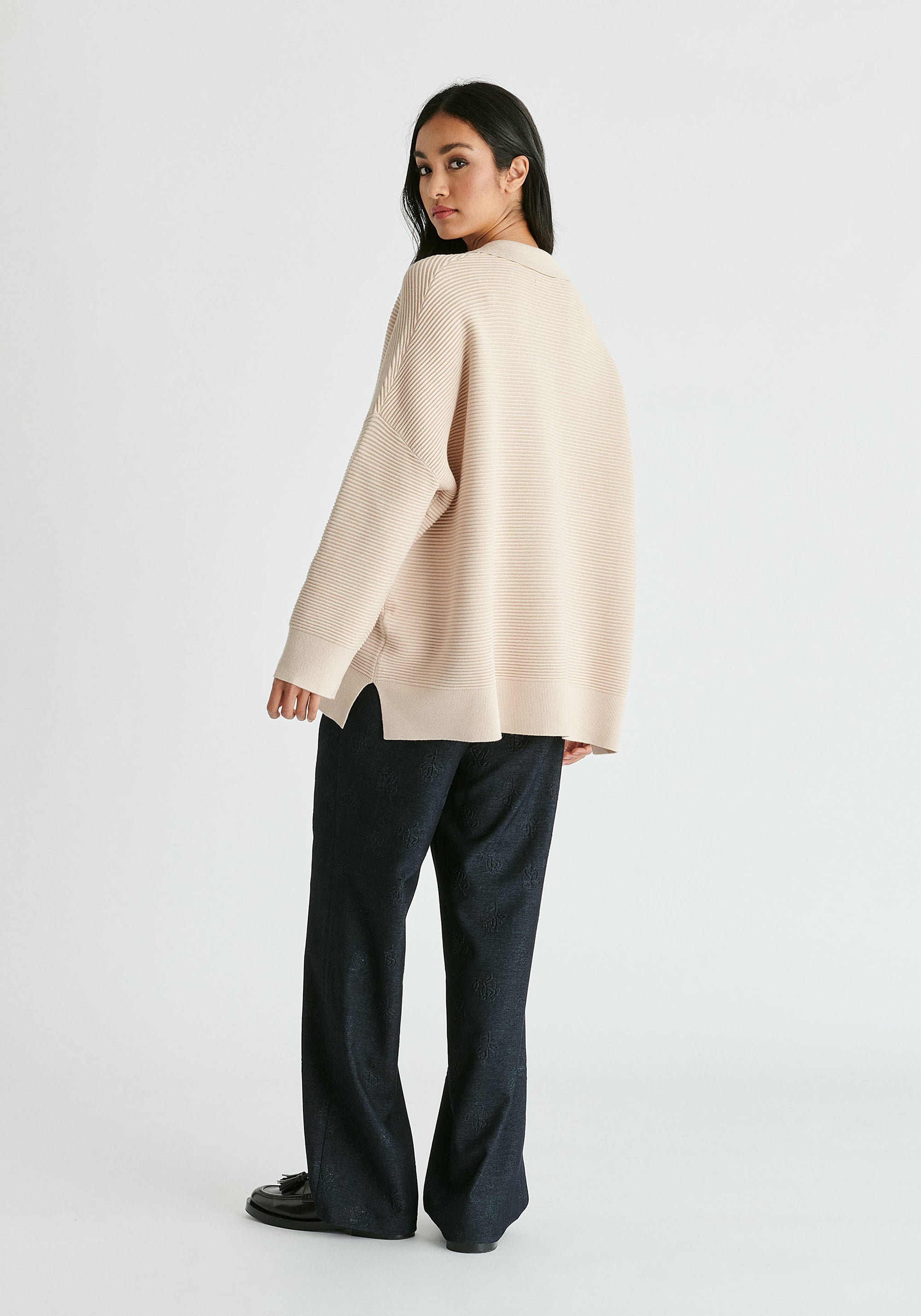 Polo Collar Ribbed Jumper