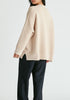 Polo Collar Ribbed Jumper in Beige Closeup