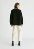 Polo Collar Ribbed Jumper in Black Back